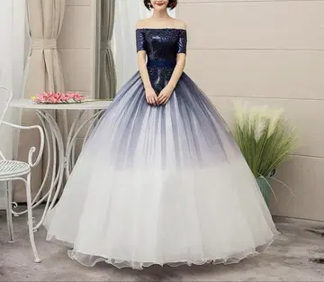 네이비와 화이트의 그라데이션 드레스 연주회 드레스 무대 드레스 이브닝
