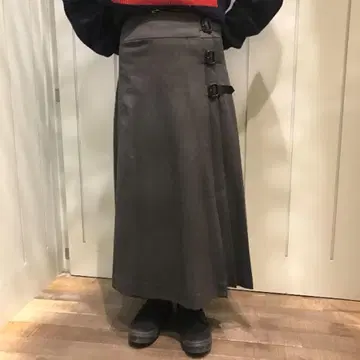 beams boy 그레이 플리츠 롱 스커트