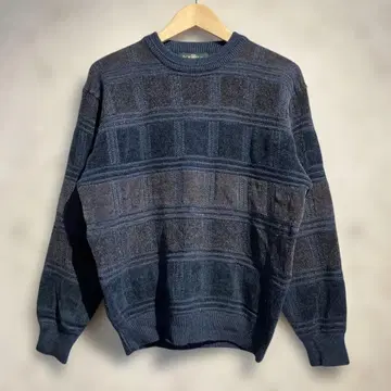 90s ROVELLO 체크 무늬 아크릴 니트 로베 레트로