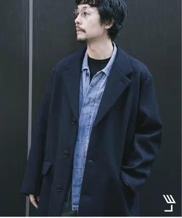 L'ECHOPPE 레샵 울 체스터 코트 네이비 size2