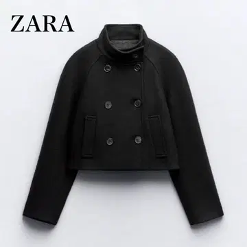 ZARA 크롭 더블 브레스트 울 블렌드 코트 XS 사이즈