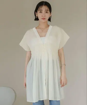 셔링 튜닉 프렌치 슬리브