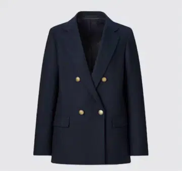 새상품급 UNIQLO 블레이저 골드 버튼 더블 자켓 S 네이비