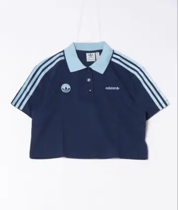 adidas 피케 셔츠 크롭 기장 다크 블루