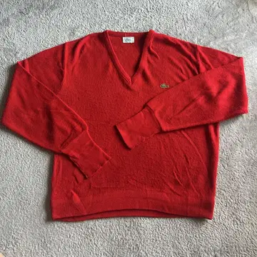 80s IZOD LACOSTE 레드 V넥 스웨터
