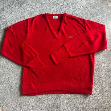 80s IZOD LACOSTE 레드 V넥 스웨터