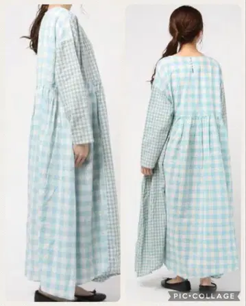 사만사 모스모스 깅엄 체크 패치워크 원피스 유니클로 GU