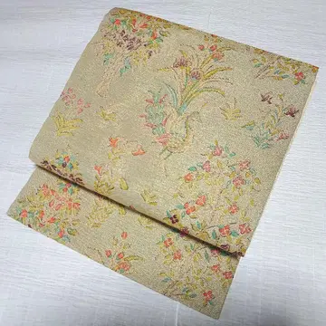 순수 실크 오비(약 27.3cm) [ 새와 색채의 나무들 ]