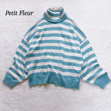 Petit Fleur 터틀넥 [ F ] 오버 사이즈 스트라이프 면 혼방