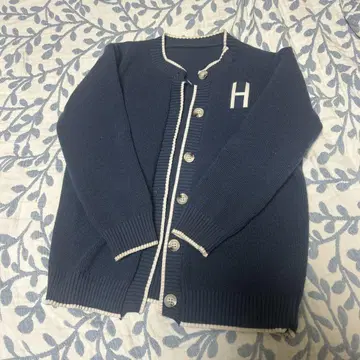 네이비 H 자수 가디건