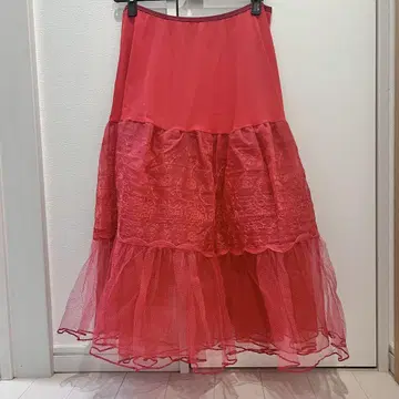 anne Maid 빨간색 레이스 롱 스커트 페티코트 빈티지