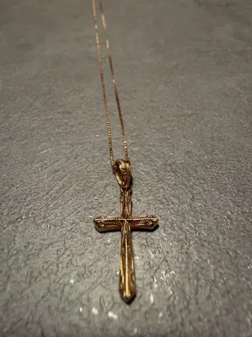 하와이안 주얼리 핑크 골드 십자가 목걸이 약 45cm