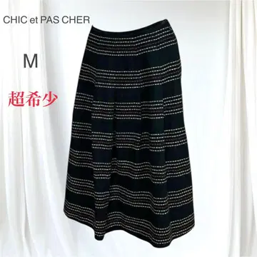 초레어 시크 에파슈르 일본제 스티치 패턴 플레어 스커트 M 고급