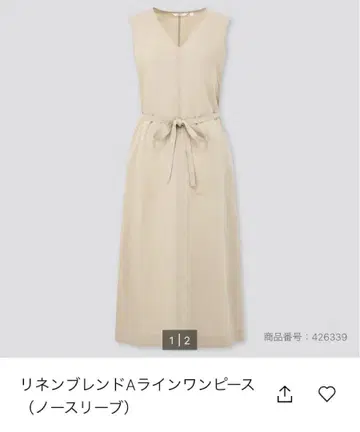 린넨 블렌드 A 라인 원피스 ( 슬리브리스 ) XS 사이즈 UNIQLO