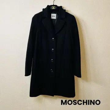 MOSCHINO 모스키노 프릴 하트 모티브 울 코트 블랙