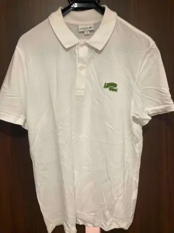 LACOSTE 화이트 피케 셔츠 US L