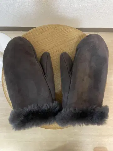 무스탕 스웨이드 장갑 미튼 그레이 여성용 프리 사이즈