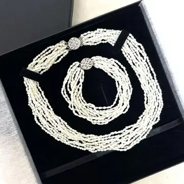 [새상품] 담수 진주 목걸이 팔찌 2종 세트 silver 각인