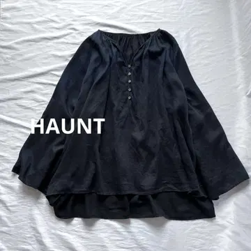 하운트 HAUNT 플레어 슬리브 블라우스 네이비 일본제 상의