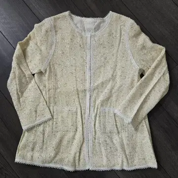 새상품 haupia 아이보리 비즈 장식 긴팔 가디건
