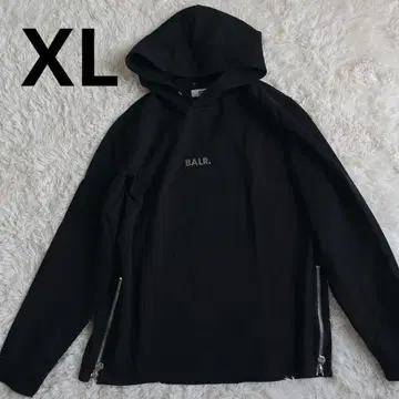 새상품급 BALR. 사이드 지퍼 후드티 후디 블랙 XL 로고 플레이트