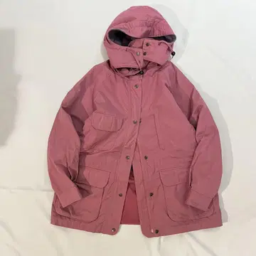80s Eddie Bauer 마운틴 후드티 살몬 핑크 역방향 택