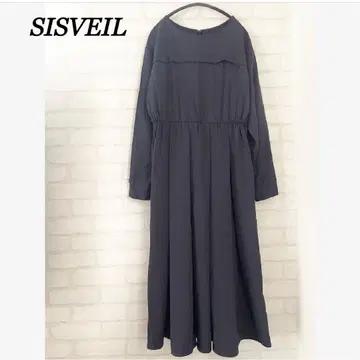 SISVEIL 시스베일 긴팔 롱 원피스 플레어 스커트 네이비 S