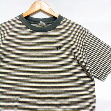 행텐 한텐 멀티 컬러 보더 T셔츠 USA제 90s