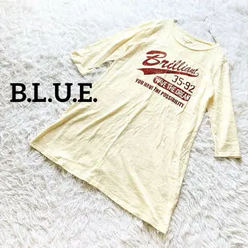 BLUUEI 롱 튜닉 T셔츠 7부 소매 로고 프린트 캐주얼