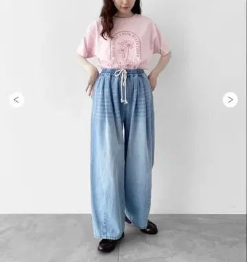 와이드 이지 팬츠 데님 팬츠 아이보리 사만사 모스모스 에카 소포