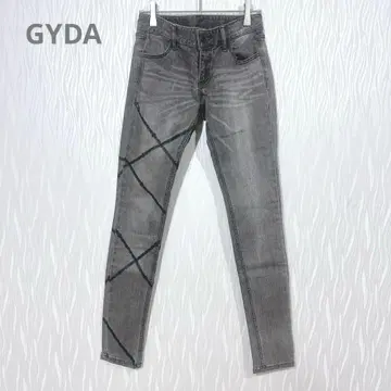 GYDA (제이다) 스키니 데님 그레이진 크로스스티치 라인