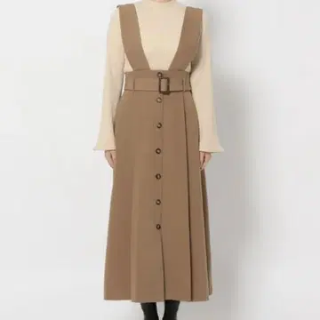 하이웨스트 스커트 오버롤 스커트 멜빵치마 앞 버튼 스커트