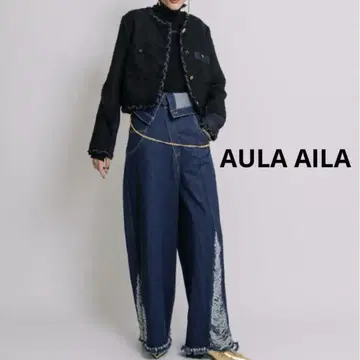 미사용 새상품 AULAAILA 데미지 데님 팬츠 인디고