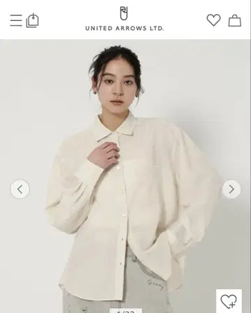 컨디션 최상 뷰티&유스 유나이티드 애로우즈 시어 백 턱 셔츠