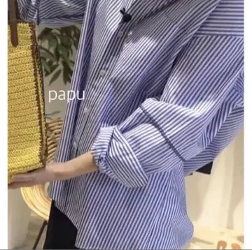 새상품급 론 헤르만 Too Big Striped shirt 블루