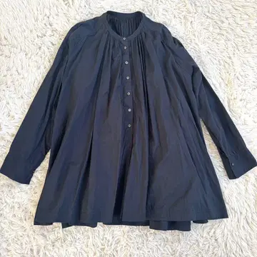 Styling 케이 시라하타 블라우스 밴드 카라 네이비