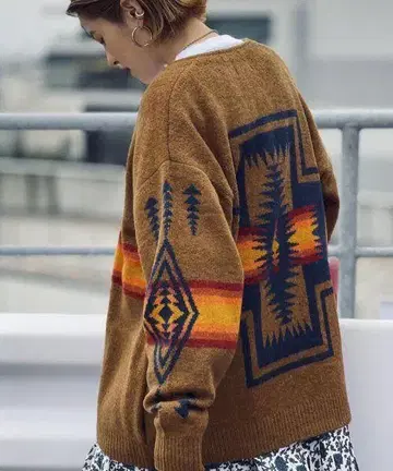 Pendleton 기하학 패턴 가디건 L 사이즈