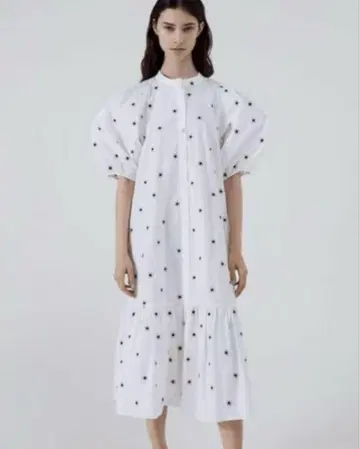 2022 봄/여름 완판 ZARA 자라 꽃 자수 퍼프 슬리브 원피스