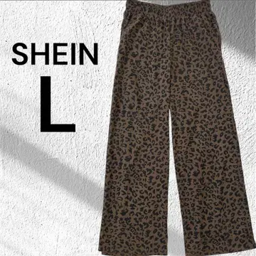 쉬인 SHEIN 프릴 와이드 팬츠 레오파드 패턴 L