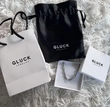 GLUCK 실버 톤 앵커 체인 팔찌 21cm 상자, 주머니 포함