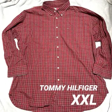 TOMMY HILFIGER 빨간색 체크 무늬 셔츠 XXL