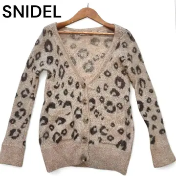 SNIDEL 레오파드 무늬 가디건 F 스나이델 모헤어 혼방 V넥