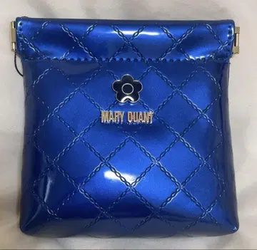MARY QUANT 마리콴트 에나멜 다이아 스프링 입구 파우치 블루