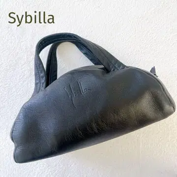 Sybilla 가죽 미니 핸드백 블랙 엠보 로고