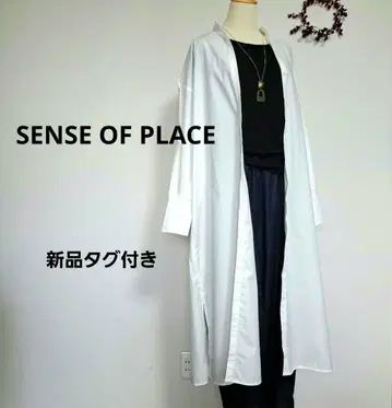 센스 오브 플레이스 [택 포함 새상품] 밴드 카라 셔츠 원피스 화이트