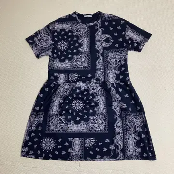 ZARA 자라 네이비 페이즐리 네이비 멋진 구제 의류 M 원피스