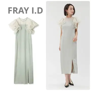 새상품 FRAY I.D 프레이 아이디 프릴 슬리브 콤비 원피스