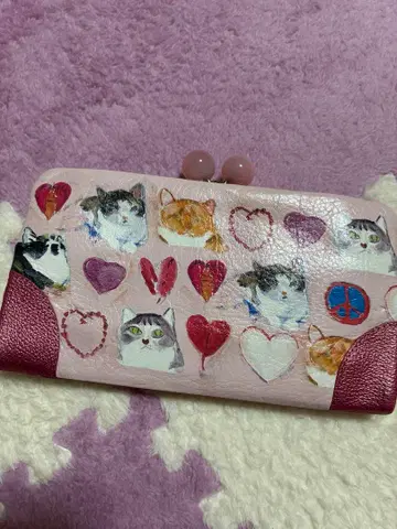 맨해트너즈 고양이 패턴 가마구치 지갑