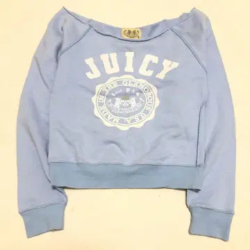 Y2K 쥬시 꾸뛰르 헤이세이 갸루 맨투맨 오픈 숄더 스카이블루 로고 S