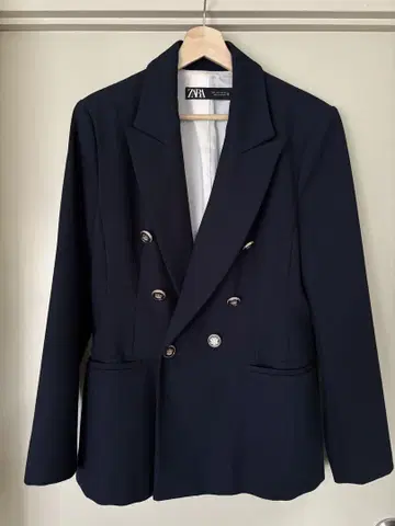 [ ZARA ] 더블 브레스트 자켓 / 네이비 / L